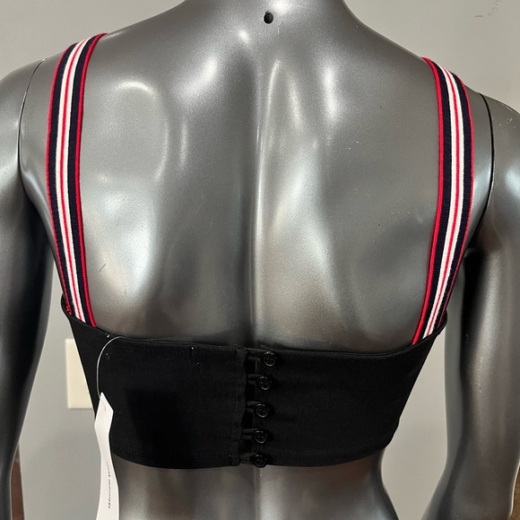NWT Urban Outfitters Red/Black Cropped Stretchy Wide Ribbon Strap Tank Top - Picture 2 of 10